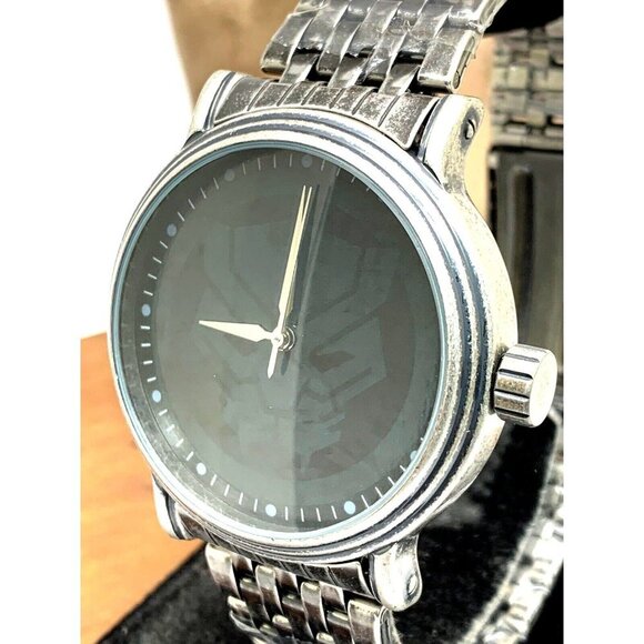 Marvel Black Panther Men's Watch Black Dial Silver Stainless Steel WMA00…